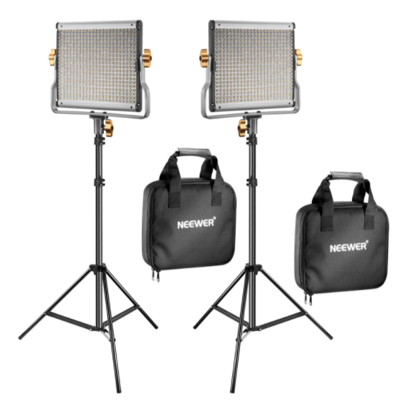 Neewer 2 Packs Dimmable Bi-Color 480 LED Video Light and Stand Lighting Kit